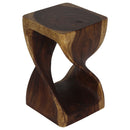 Haussmann Original Wood Twist End Table 10x10x16 in Height Walnut Oil