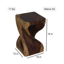 Haussmann Original Wood Twist End Table 10x10x16 in Height Walnut Oil