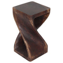 Haussmann Original Wood Twist End Table 10x10x18 in Height Mocha Oil