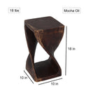 Haussmann Original Wood Twist End Table 10x10x18 in Height Mocha Oil