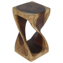 Haussmann Original Wood Twist End Table 10x10x18 in Height Walnut Oil