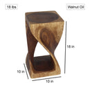 Haussmann Original Wood Twist End Table 10x10x18 in Height Walnut Oil