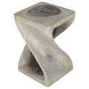 Haussmann Original Wood Twist End Table 12x12x18 in Height Grey Oil