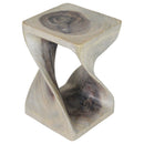 Haussmann Original Wood Twist End Table 12x12x18 in Height Grey Oil