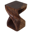 Haussmann Original Wood Twist End Table 12x12x18 in Height Mocha Oil