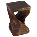 Haussmann Original Wood Twist End Table 12x12x18 in Height Mocha Oil