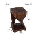 Haussmann Original Wood Twist End Table 12x12x18 in Height Mocha Oil