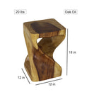 Haussmann Original Wood Twist End Table 12x12x18 in Height Oak Oil