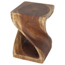 Haussmann Original Wood Twist End Table 12x12x18 in Height Walnut Oil