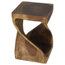 Haussmann Original Wood Twist End Table 12x12x18 in Height Walnut Oil