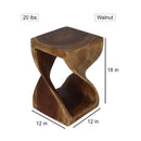 Haussmann Original Wood Twist End Table 12x12x18 in Height Walnut Oil