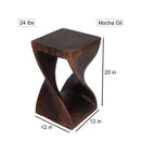 Haussmann Original Wood Twist End table 12x12x20 in Height Mocha Oil