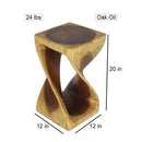 Haussmann Original Wood Twist End table 12x12x20 in Height Oak Oil