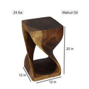 Haussmann Original Wood Twist End table 12x12x20 in Height Walnut Oil