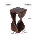 Haussmann Original Wood Twist End Table 12x12x23 in Height Mocha Oil