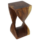 Haussmann Original Wood Twist End Table 12x12x23 in Height Oak Oil