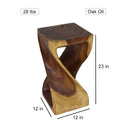 Haussmann Original Wood Twist End Table 12x12x23 in Height Oak Oil
