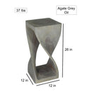 Haussmann Original Wood Twist End Table 12x12x26 in Height Grey Oil