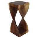 Haussmann Original Wood Twist End Table 12x12x26 in Height Walnut Oil