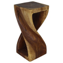 Haussmann Original Wood Twist End Table 12x12x26 in Height Walnut Oil