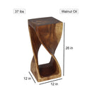 Haussmann Original Wood Twist End Table 12x12x26 in Height Walnut Oil