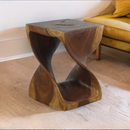 Haussmann Original Wood Twist End Table 14x14x20 in Height Walnut Oil