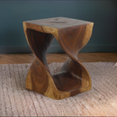 Haussmann Original Wood Twist End Table 14x14x20 in Height Walnut Oil
