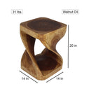 Haussmann Original Wood Twist End Table 14x14x20 in Height Walnut Oil