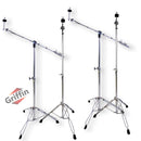 Cymbal Boom & Straight Stand Combo Set (4x Stands) by GRIFFIN - Percussion Drum Hardware Kit with Arm Counterweight Adapter & Double-Braced Legs for Mounting Crash, Ride & Splash Cymbals