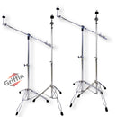 4-PACK Cymbal Boom Stand & Straight Cymbal Stand Combo Set by GRIFFIN | Percussion Drum Hardware Kit for Mounting & Holding Crash, Ride, Splash Cymbals | Arm Counterweight Adapter & Double Braced Legs