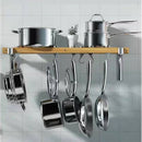 36-inch x 8-inch Wall Mounted Metal Wood Pot Rack with 6 Swivel Hooks