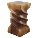 Haussmann Wood  Triple Twist End Table 12x12x22 in Height Walnut Oil