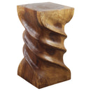 Haussmann Wood  Triple Twist End Table 12x12x22 in Height Walnut Oil