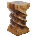 Haussmann Wood  Triple Twist End Table 12x12x22 in Height Walnut Oil