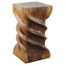 Haussmann Wood  Triple Twist End Table 12x12x22 in Height Walnut Oil