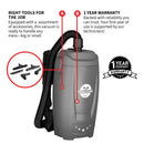 Electric Backpack Vacuum 6 qt Lightweight Commercial High-Performance Cleaning Solution