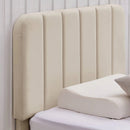 Twin size Beige Upholstered Platform Bed Frame with Headboard