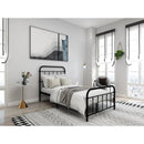 Twin size Farmhouse Black Metal Bed Frame with Rounded Headboard Footboard