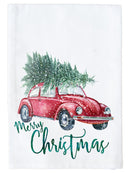 Red Christmas Car Kitchen Towel
