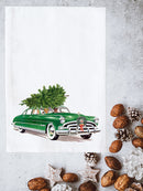 Green Christmas Car Kitchen Towel
