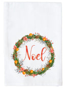 Noel Watercolor Christmas Wreath Kitchen Towel