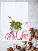 Holiday Red Bike With Basket Kitchen Towel