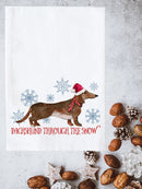Dachshund Snow Santa Kitchen Towel