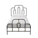 Twin size Farmhouse Adjustable Height Platform Bed in Black Gold Metal Finish