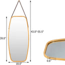 Wall Hanging Bedroom Bathroom Rectangular Mirror with Bamboo Frame 39 x 18 inch