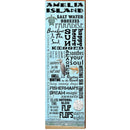 Amelia Island Blue Coastal Word Collage | Wall Art Print on Real Wood