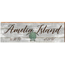 Amelia Island Sea Turtle Grey Latitude Longitude | Wall Art Print on Real Wood