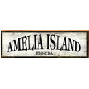 Amelia Island Florida Black & White Sign | Wall Art Print on Real Wood