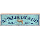 Amelia Island Shrimp Blue Latitude Longitude | Wall Art Print on Real Wood