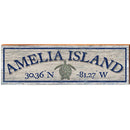 Amelia Island Sea Turtle Tan Latitude Longitude | Wall Art Print on Real Wood